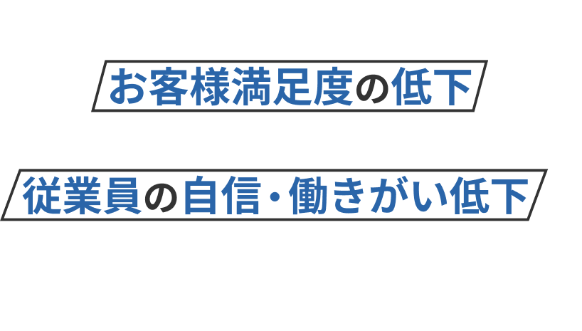 その結果、お客様満足度の低下のみならず、従業員の自信・働きがい低下のリスクが増加しているのです。